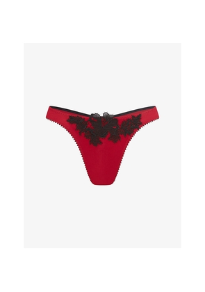 Womens Agent Provocateur Penelopi Embroidered Silk Thong