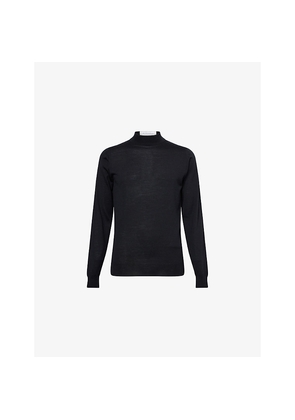 Mens John Smedley Mock-Neck Fine-Knit Merino-Wool Jumper