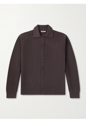 Auralee - Ribbed-Knit Wool Cardigan - Men - Brown - 3