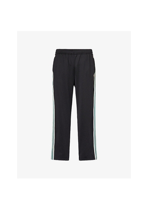 Mens Represent Embroidered-Logo Striped-Panel Stretch-Woven Jogging Bottoms