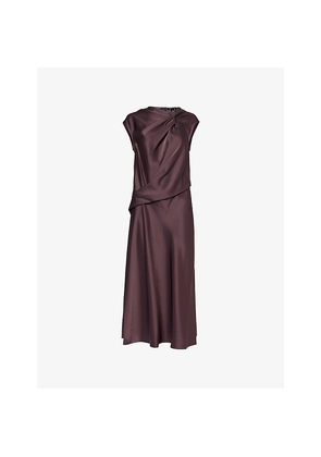 Womens Theory Twisted Bodice Satin Midi Dress