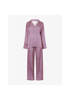 Womens The Nap Co Printed Long-Sleeve Satin Pyjama Set