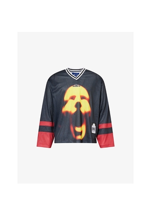 Mens Awake Ny Hockey Graphic-Print Mesh Jersey Top