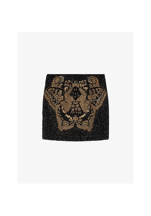 Womens Allsaints Jamilia Butterfly-Embellished Woven Mini Skirt