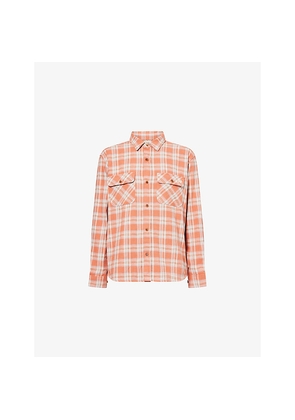 Mens Austin Post Plaid-Checked Western Flannel Shirt