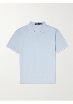 Polo Ralph Lauren - Open-Collar Logo-Embroidered Cotton-Piqué Polo Shirt - Men - Blue - XS