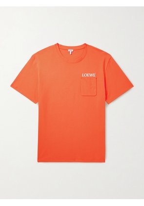 LOEWE - Logo-Embroidered Cotton-Jersey T-Shirt - Men - Orange - XS