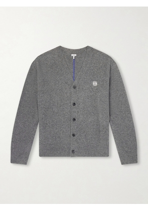 LOEWE - Logo-Embroidered Wool-Blend Cardigan - Men - Gray - S