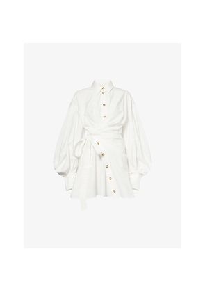Womens Zimmermann Draped Cotton Poplin Mini Dress