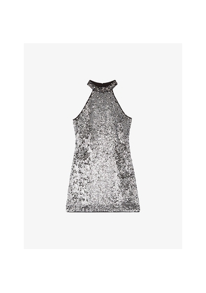Womens The Kooples Sleeveless Sequin-Embellished Woven Mini Dress