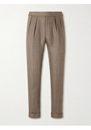 Polo Ralph Lauren - Tapered Pleated Prince of Wales Checked Linen-Blend Suit Trousers - Men - Green - UK/US 30