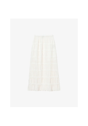 Womens Allsaints Lila Tiered Woven Midi Skirt