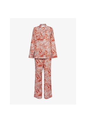 Womens Derek Rose Ledbury Printed Cotton-Poplin Pyjama Set