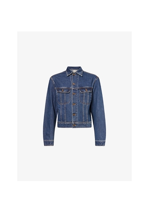 Mens Austin Post Rodeo Topstitch-Detailing Denim Jacket