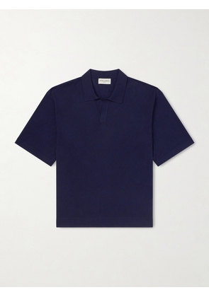 Officine Générale - Pele Jacquard-Knit Lyocell and Wool-Blend Polo Shirt - Men - Blue - XS