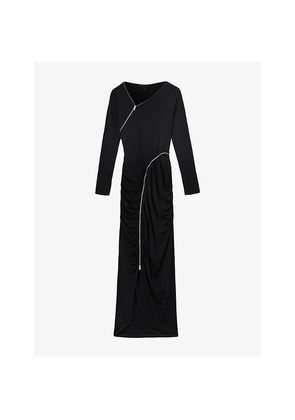 Womens Allsaints Elsie Zip-Detail Stretch-Woven Maxi Dress