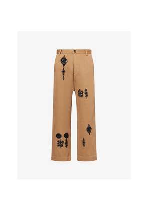 Mens Kartik Research Zardozi Embroidered Denim Trousers