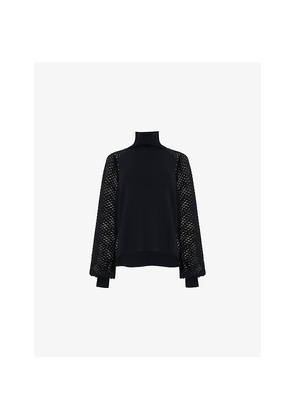 Womens Leem Mesh-Sleeve Knitted Jumper