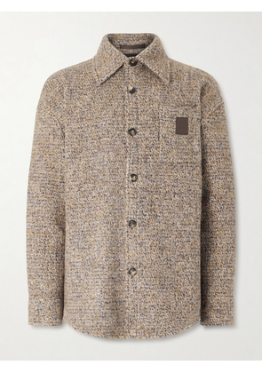 LOEWE - Logo-Appliquéd Brushed Knitted Overshirt - Men - Neutrals - IT 46