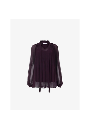 Womens Leem Pleated Sheer Woven Blouse