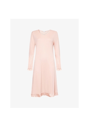 Womens Hanro Claire Ruffled-Trims Cotton-Modal Blend Nightdress