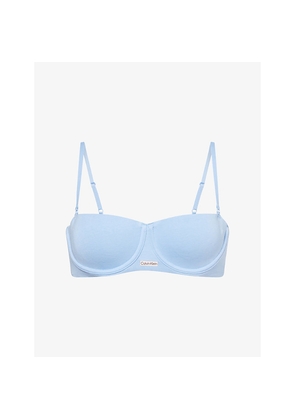 Womens Calvin Klein Bare Logo-Embroidered Cotton and Modal-Blend Balconette Bra