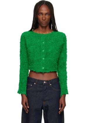ISSEY MIYAKE Green Shifted Fuzzy Pleats Cardigan