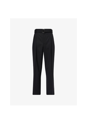 Mens Emporio Armani Belted Wide-Leg Wool Blend Trousers