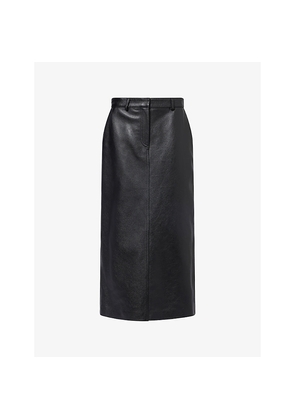 Womens Toteme Straight-Fit Leather Midi Skirt