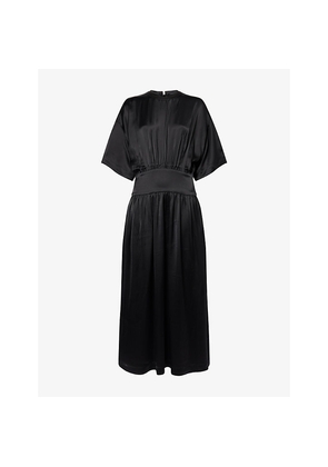 Womens Toteme Woven Short-Sleeves Midi Dress