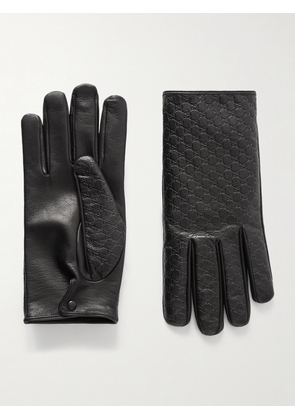 Gucci - Logo-Embossed Leather Gloves - Men - Black - 8