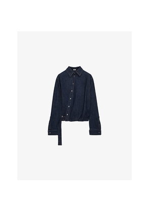 Womens Loewe Draped Adjustable-Belt Denim Shirt