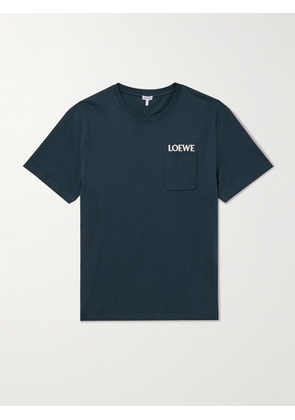 LOEWE - Logo-Embroidered Cotton-Jersey T-Shirt - Men - Blue - XXS
