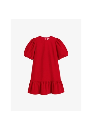 Womens Ro&Zo Frilled Puff-Sleeve Cotton-Cord Mini Dress