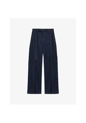 Womens Loewe Belted Faded-Wash Denim Jeans