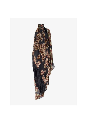Womens Dries Van Noten Halterneck Draped Woven Dress