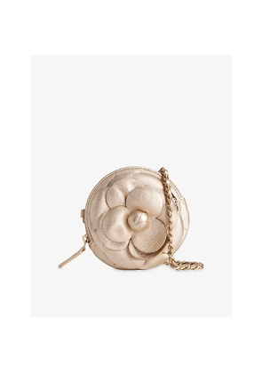 Womens Reselfridges Pre-Loved Chanel Mini CC Metallic Camellia Bouquet Round Leather Clutch Bag