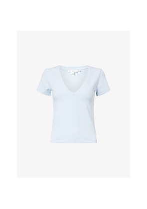 Womens Good American V-Neck Short-Sleeves Stretch-Cotton T-Shirt