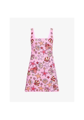 Womens Disney x Oceanus Hand-Beaded Mesh Mini Dress