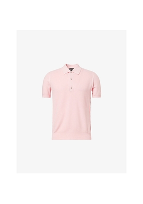 Mens Tom Ford Regular Fit Short-Sleeves Silk and Cotton-Piqué Polo Shirt