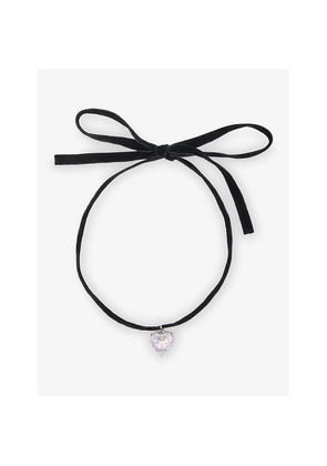 Womens Maje Heart-Pendant Velvet Choker Necklace