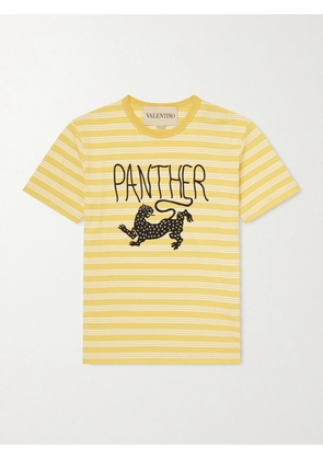 Valentino Garavani - Striped Printed Cotton-Jersey T-Shirt - Men - Yellow - XS