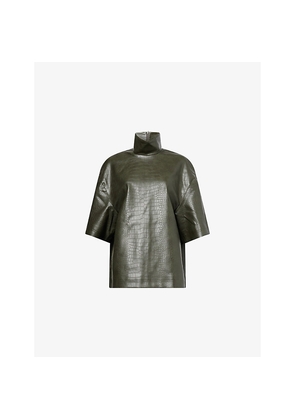 Womens The Frankie Shop Delancey Croc Faux-Leather Top