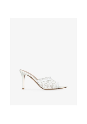 Womens Gianvito Rossi Claudia Lace and Suede Mules