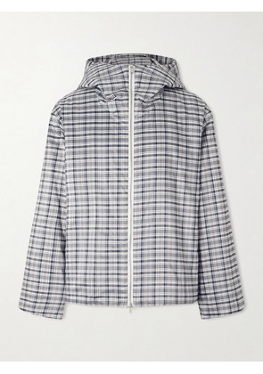 Jil Sander - Padded Checked Silk-Blend Hooded Jacket - Men - Blue - S