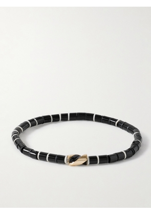 Luis Morais - 14-Karat Gold, Agate and Enamel Beaded Bracelet - Men - Black