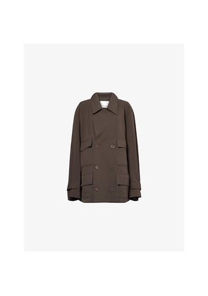 Womens The Frankie Shop Stanton Trapeze Double-Breasted Stretch-Woven Jacket