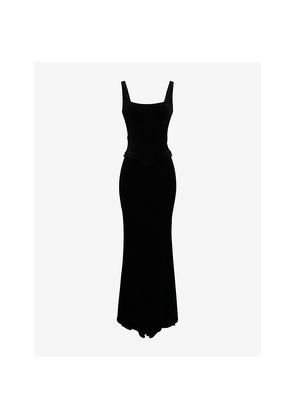Womens House of CB Yasmina Corset Velvet-Jersey Maxi Dress