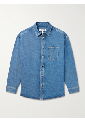 LOEWE - Anagram Logo-Embroidered Denim Overshirt - Men - Blue - IT 46
