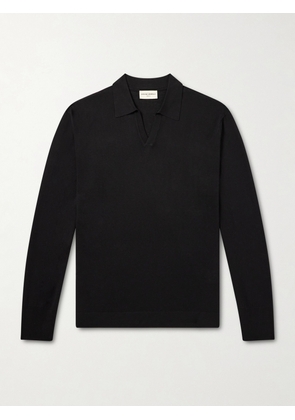 Officine Générale - Simone Lyocell and Wool-Blend Polo Shirt - Men - Black - XS